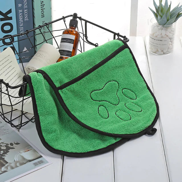 Quick Drying Microfiber Pet Bath Towel & Cleaning Gloves